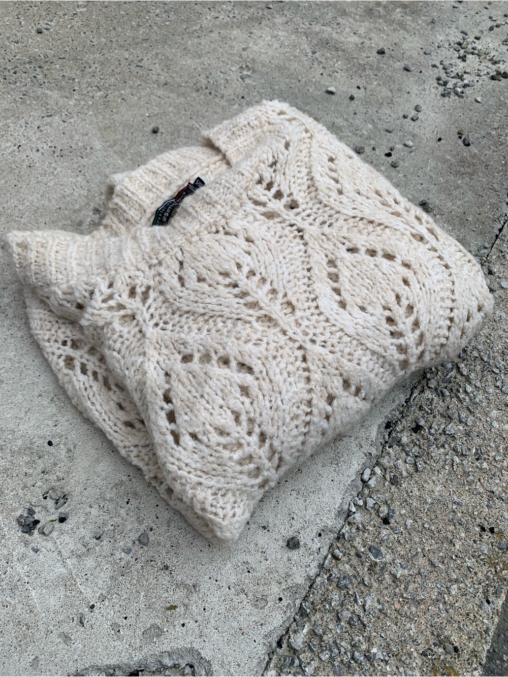 Simons Imported from Italy Cream Chunky Knit Mohair Wool Blend Sweater XS/S